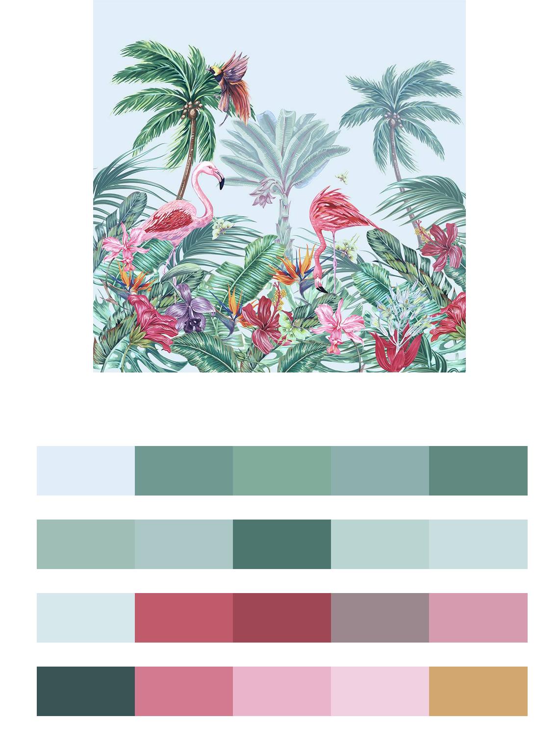 фламинго в джунглях цвета